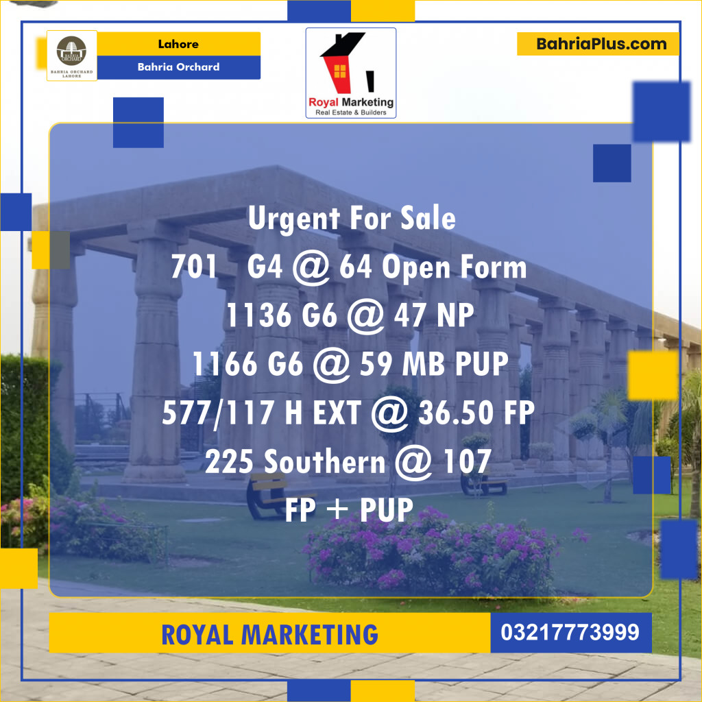 Residential Plot for Sale in Bahria Orchard, Lahore - (BP-138485)