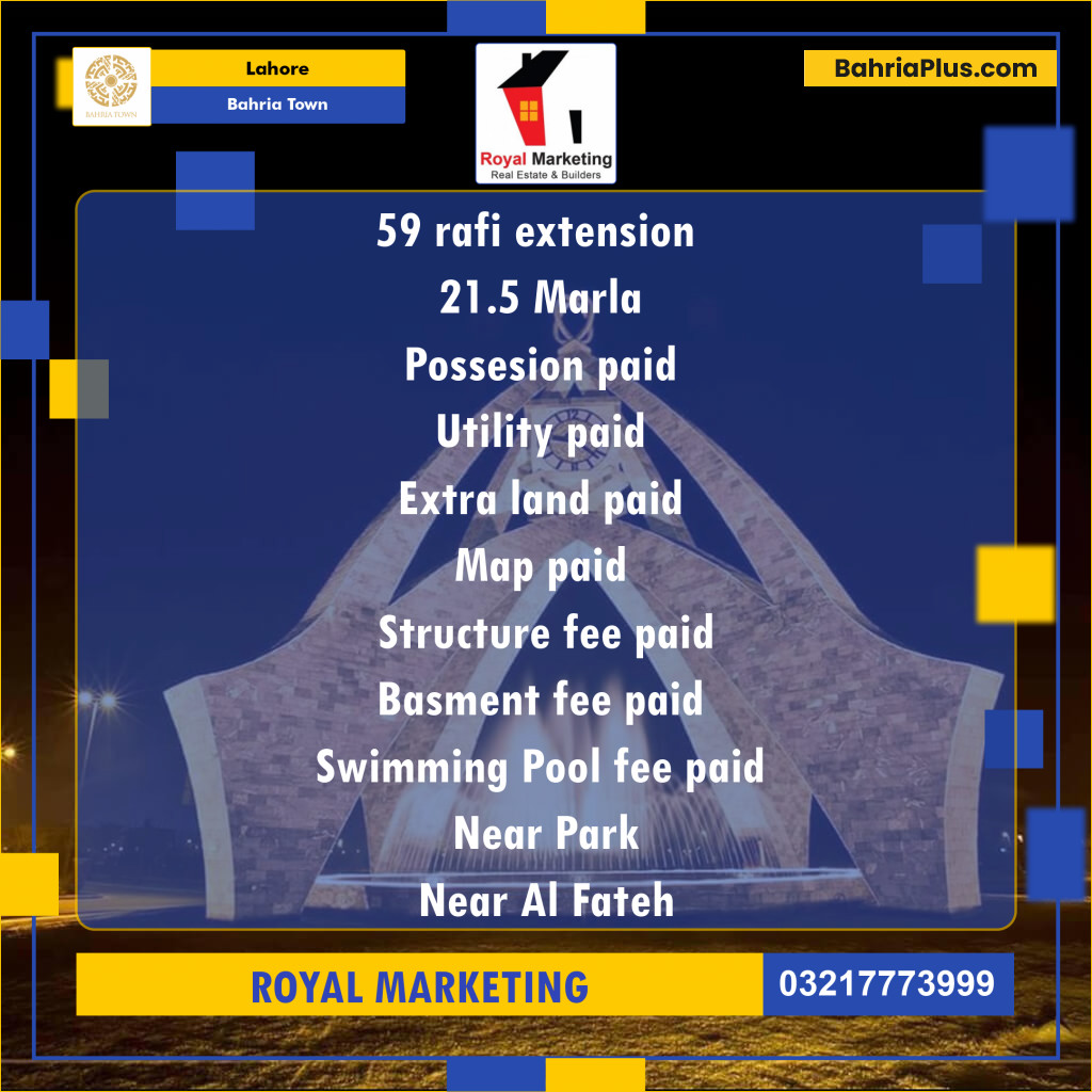 Residential Plot for Sale in Bahria Town, Lahore - (BP-138487)