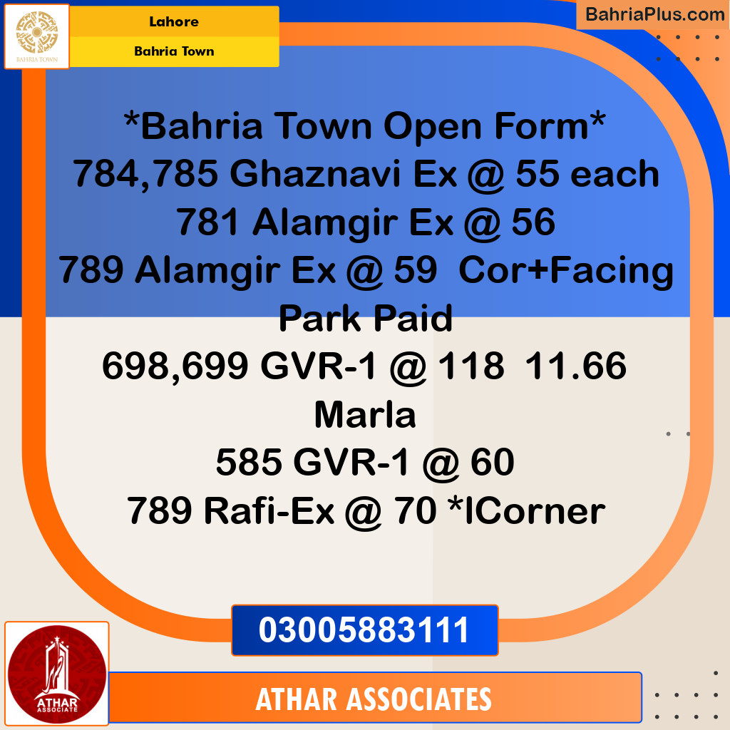 Residential Plot for Sale in Bahria Town, Lahore - (BP-138495)