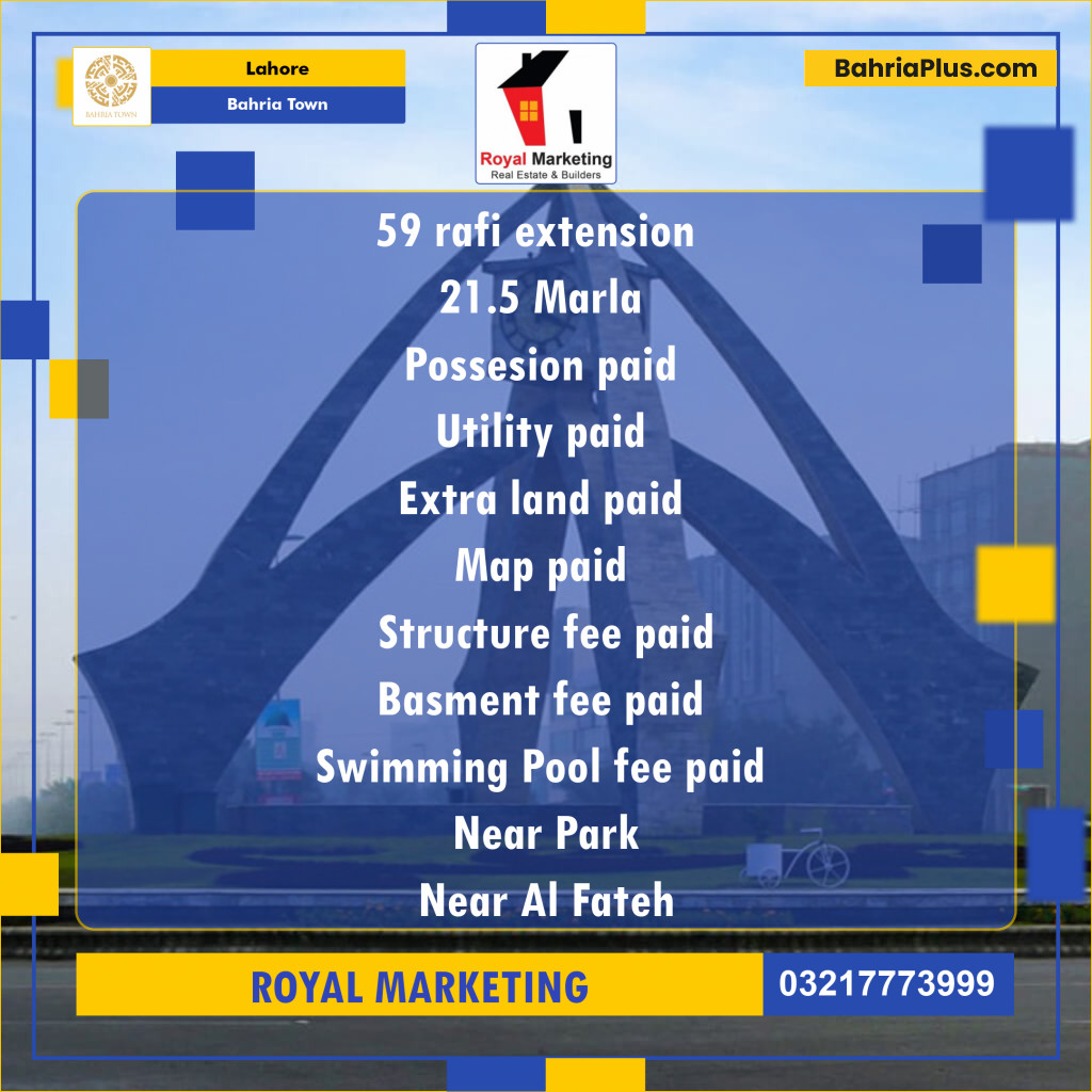 Residential Plot for Sale in Bahria Town, Lahore - (BP-138518)