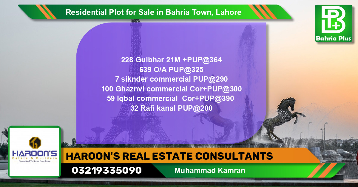 Residential Plot for Sale in Sector C - Gulbahar Block -  Bahria Town, Lahore - (BP-138559)