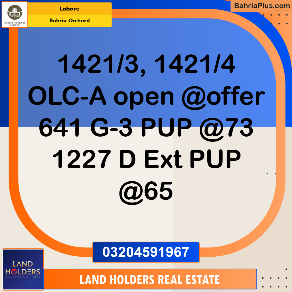 Residential Plot for Sale in OLC-A Block - Bahria Orchard, Lahore - (BP-138590)