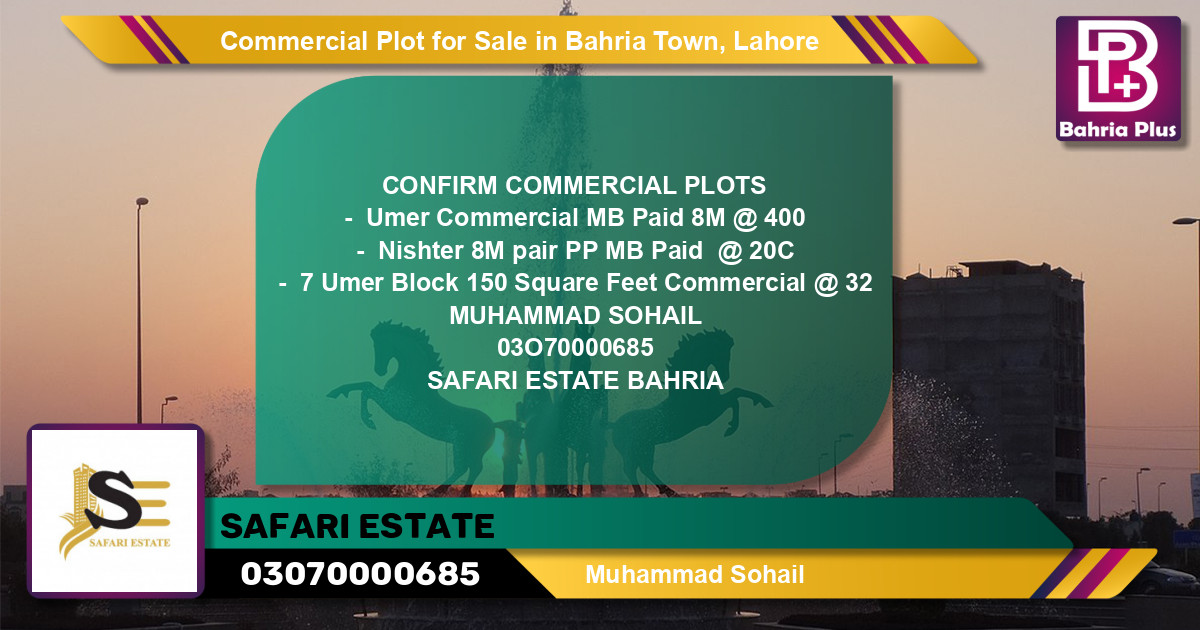 Commercial Plot for Sale in Bahria Town, Lahore - (BP-138615)