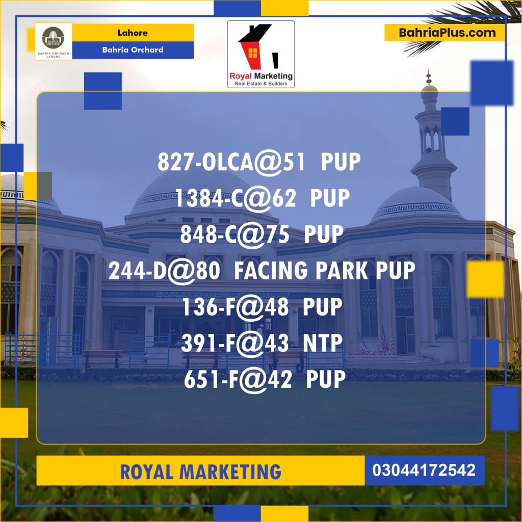 Residential Plot for Sale in Bahria Orchard, Lahore - (BP-138651)