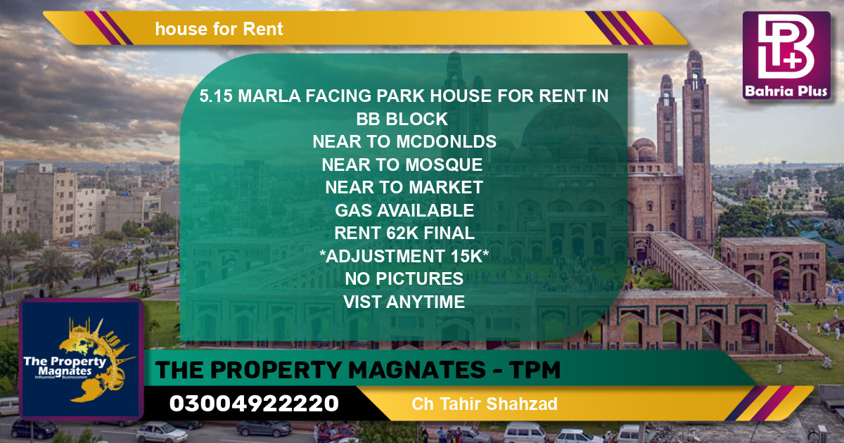 Residential House for Rent in Bahria Town, Lahore - (BP-138668)