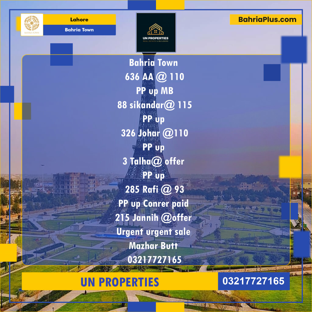 Residential Plot for Sale in Bahria Town, Lahore - (BP-138672)