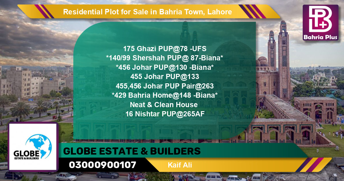 Residential Plot for Sale in Bahria Town, Lahore - (BP-138686)