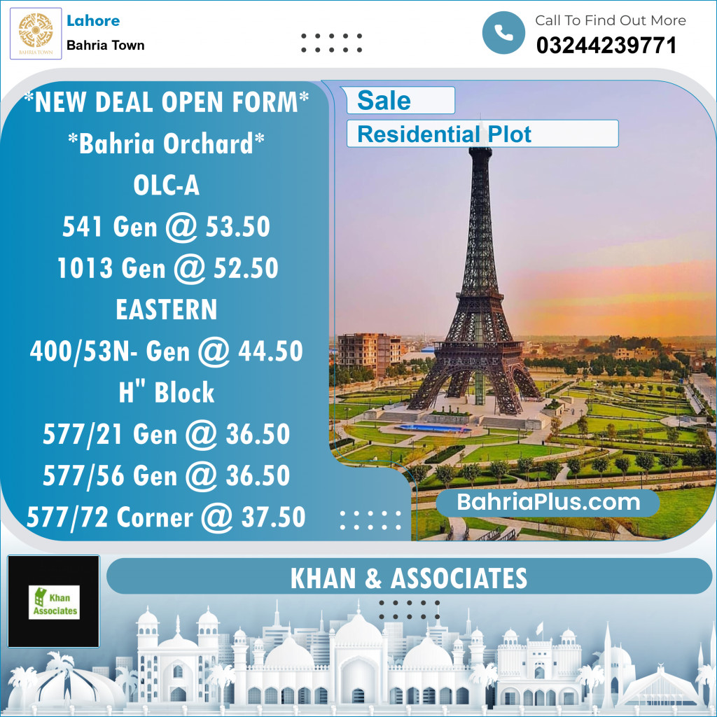 Residential Plot for Sale in Bahria Town, Lahore - (BP-138697)