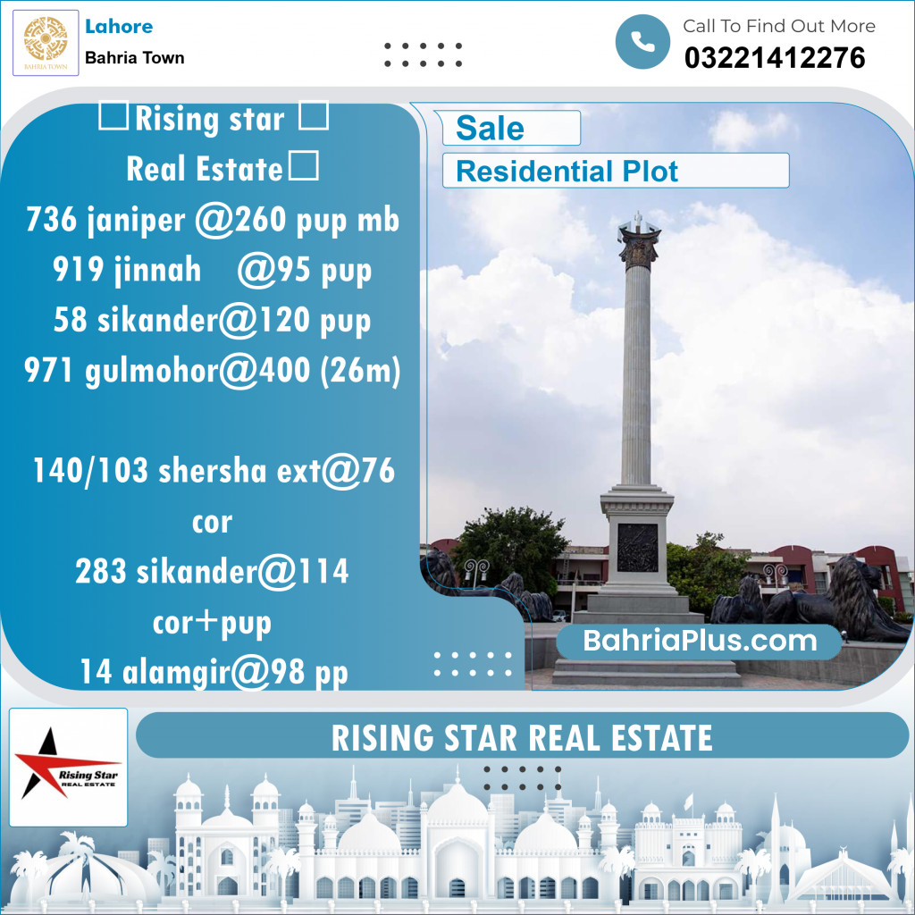 Residential Plot for Sale in Bahria Town, Lahore - (BP-138735)