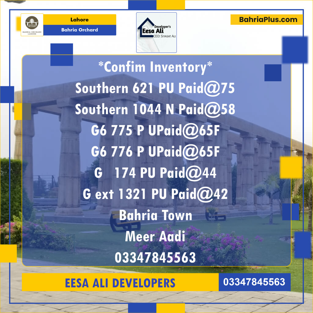 Residential Plot for Sale in Bahria Orchard, Lahore - (BP-138801)