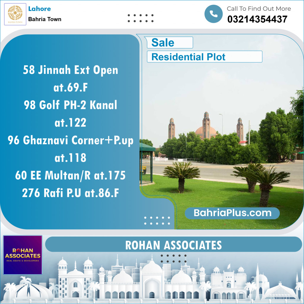 Residential Plot for Sale in Bahria Town, Lahore - (BP-138814)