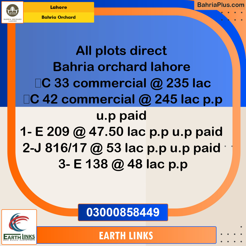 Residential Plot for Sale in Phase 2 - C Block -  Bahria Orchard, Lahore - (BP-138820)