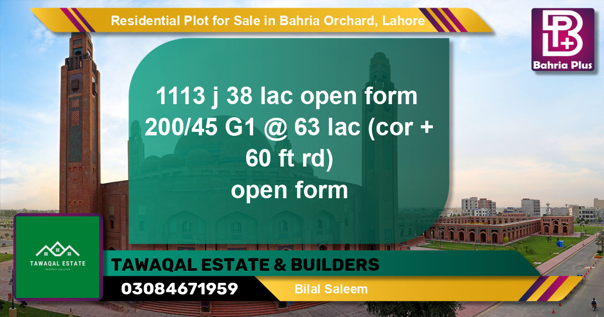 Residential Plot for Sale in Bahria Orchard, Lahore - (BP-138863)