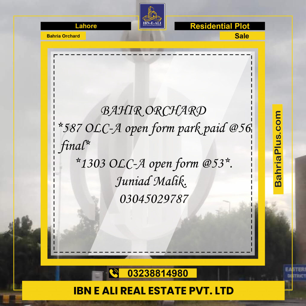 Residential Plot for Sale in Bahria Orchard, Lahore - (BP-138867)