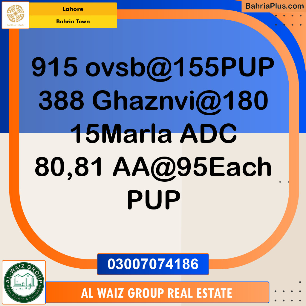 Residential Plot for Sale in Overseas B -  Bahria Town, Lahore - (BP-138901)