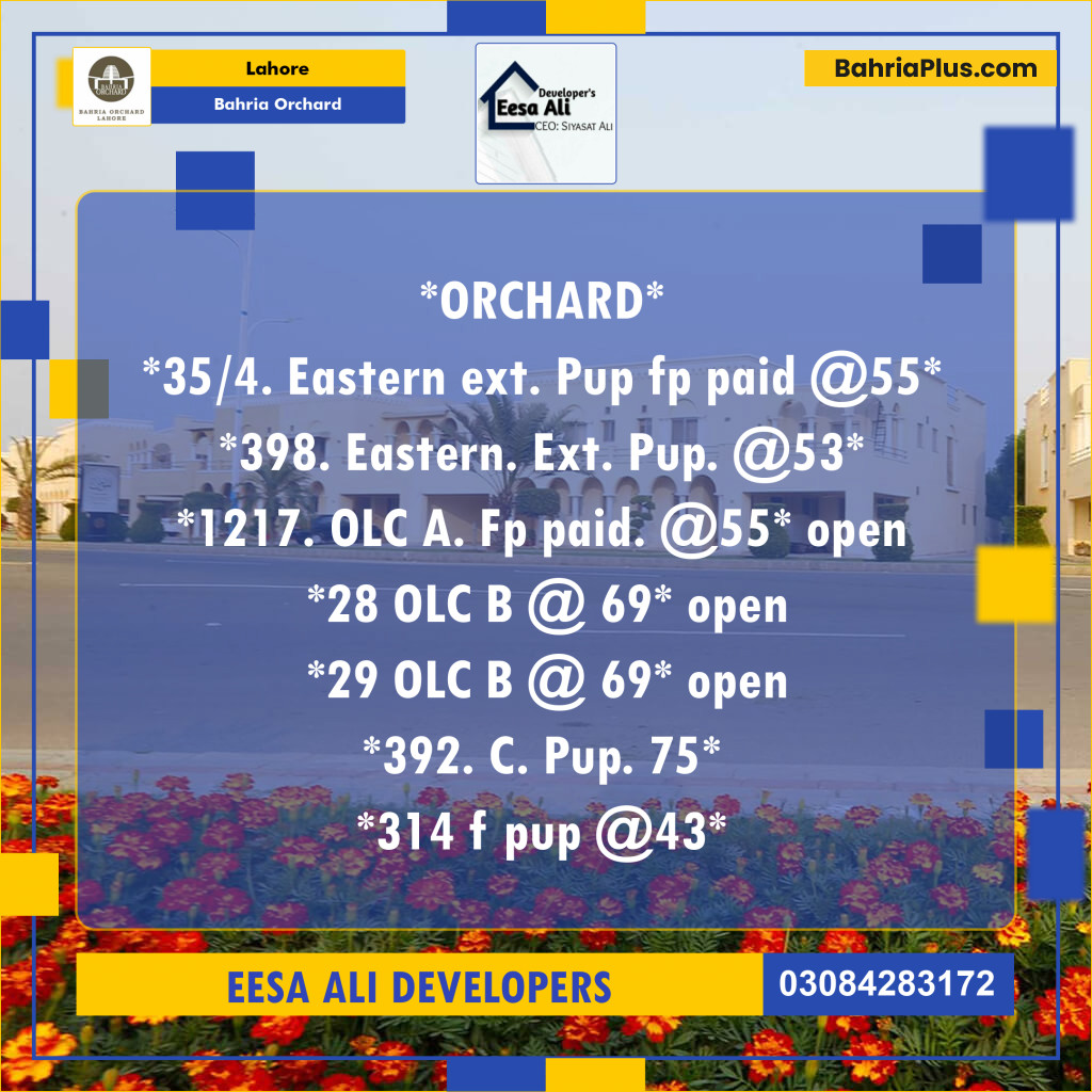 Residential Plot for Sale in Bahria Orchard, Lahore - (BP-138910)