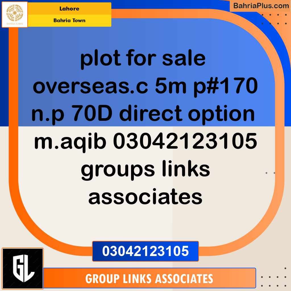 Residential Plot for Sale in Overseas C -  Bahria Town, Lahore - (BP-138920)