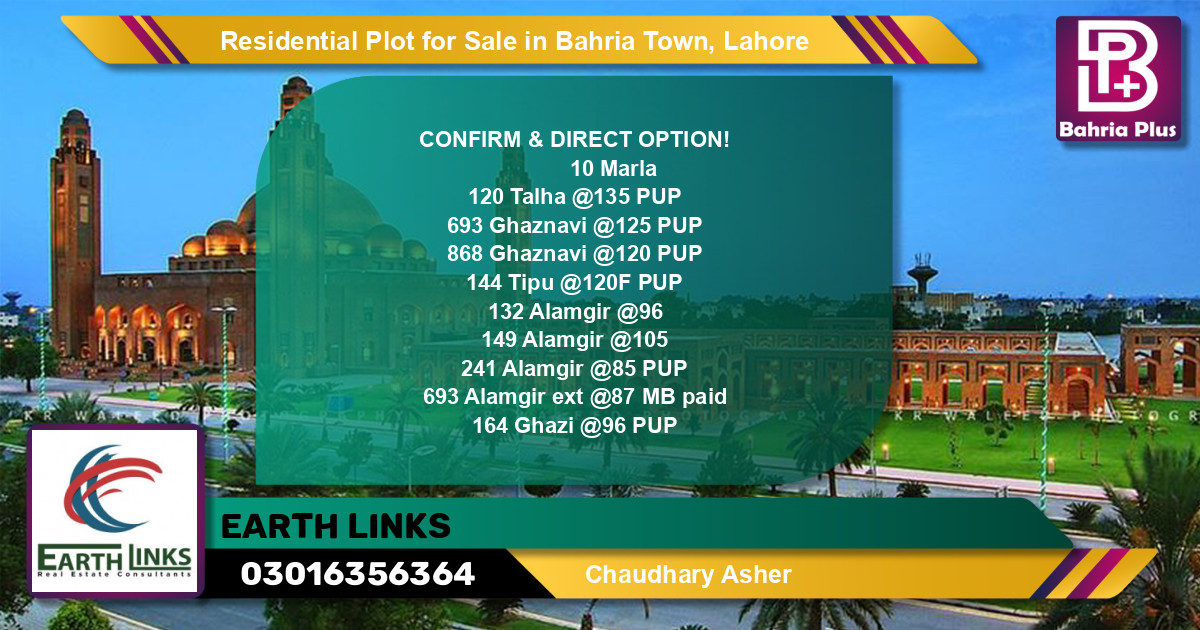 Residential Plot for Sale in Bahria Town, Lahore - (BP-138926)