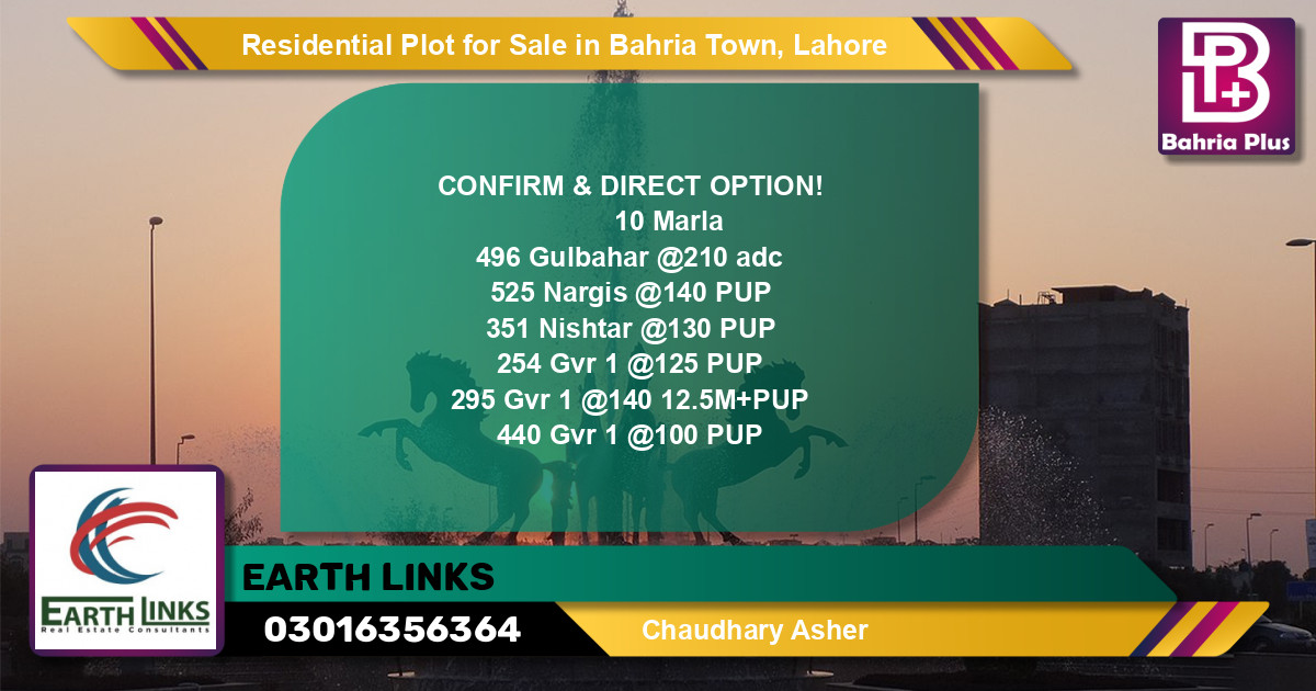 Residential Plot for Sale in Bahria Town, Lahore - (BP-138928)