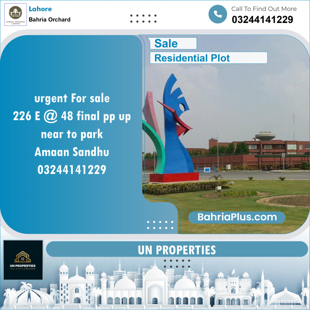 Residential Plot for Sale in Phase 2 - E Block -  Bahria Orchard, Lahore - (BP-138931)