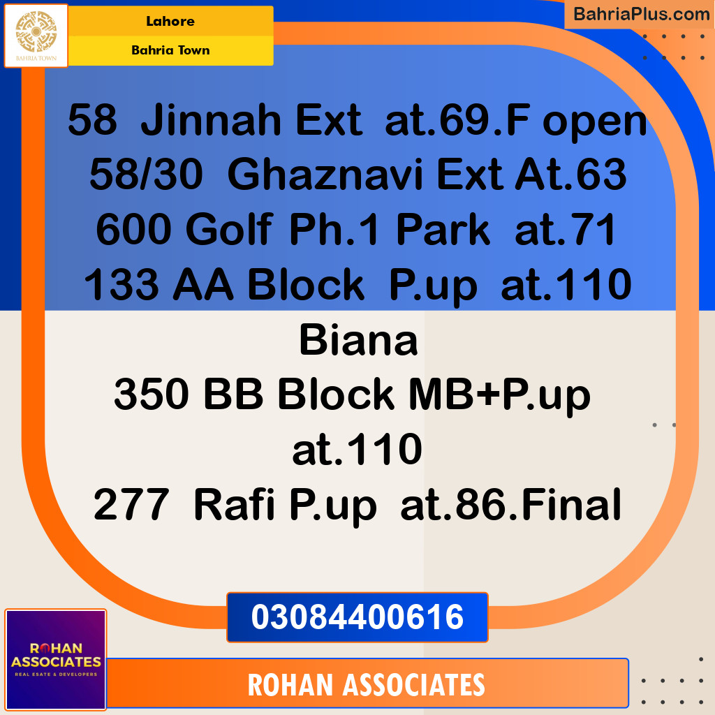 Residential Plot for Sale in Bahria Town, Lahore - (BP-138957)