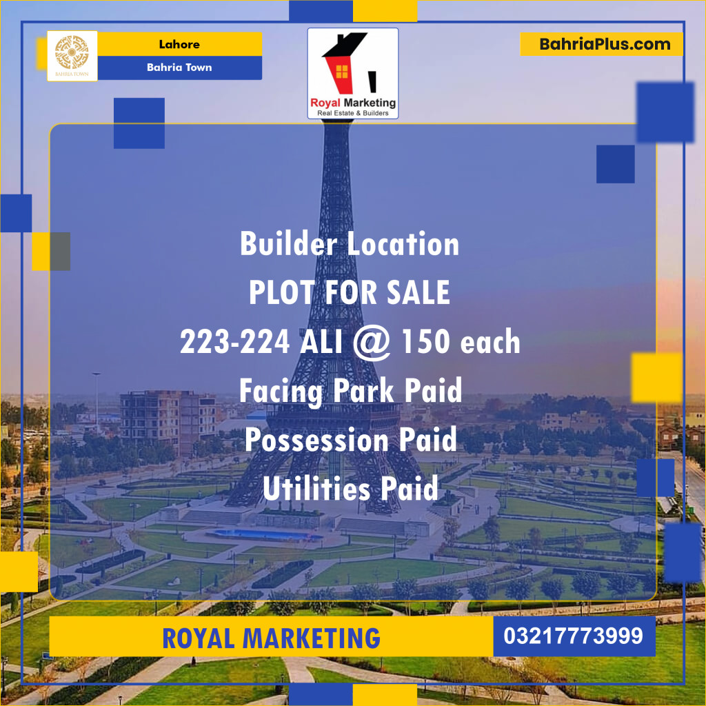 Residential Plot for Sale in Bahria Town, Lahore - (BP-139010)