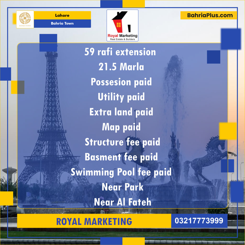 Residential Plot for Sale in Bahria Town, Lahore - (BP-139013)