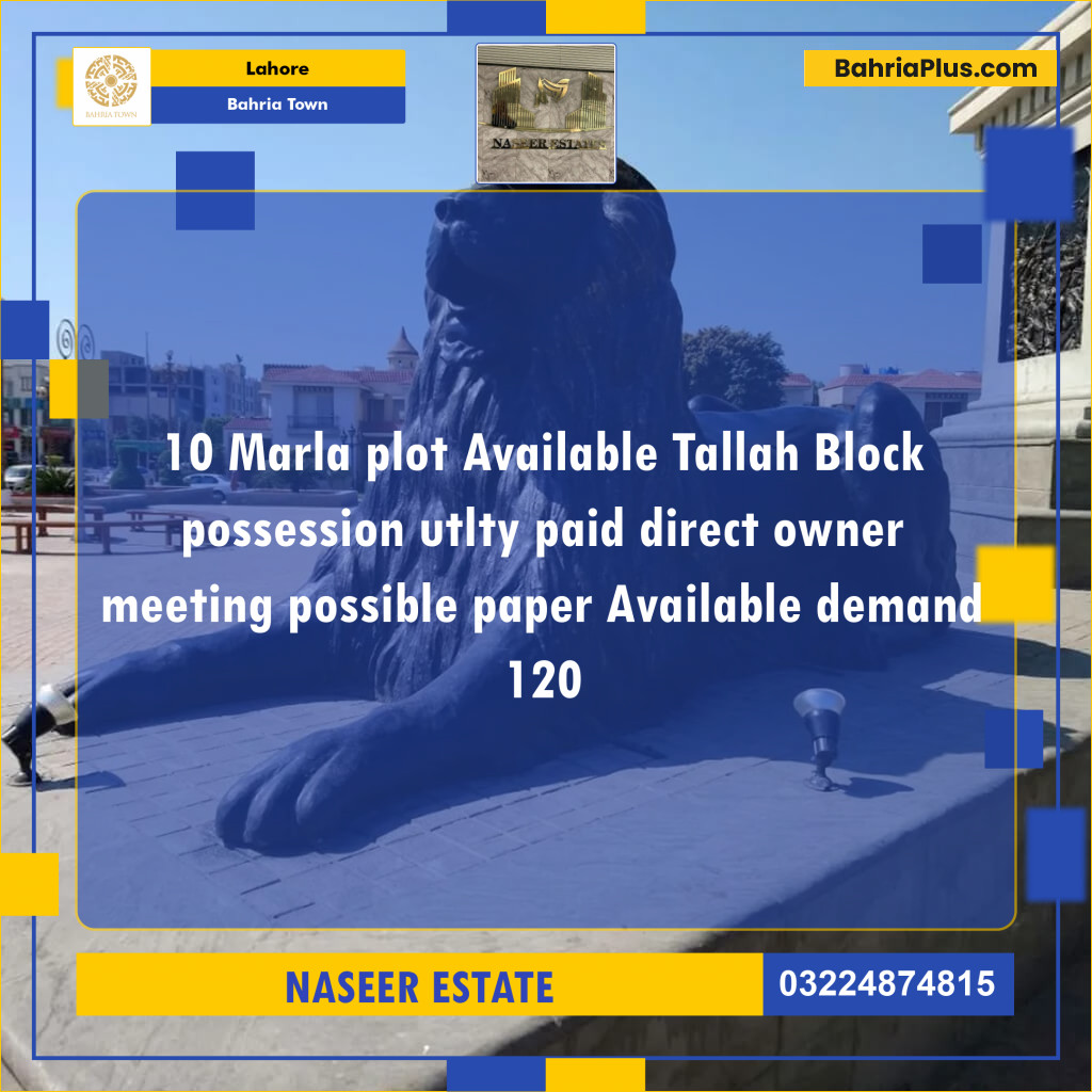 Residential Plot for Sale in Bahria Town, Lahore - (BP-139050)