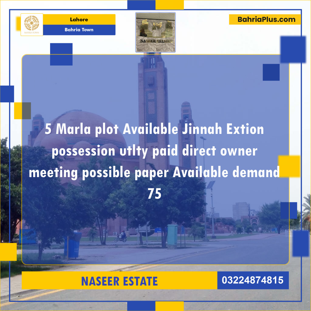 Residential Plot for Sale in Bahria Town, Lahore - (BP-139056)
