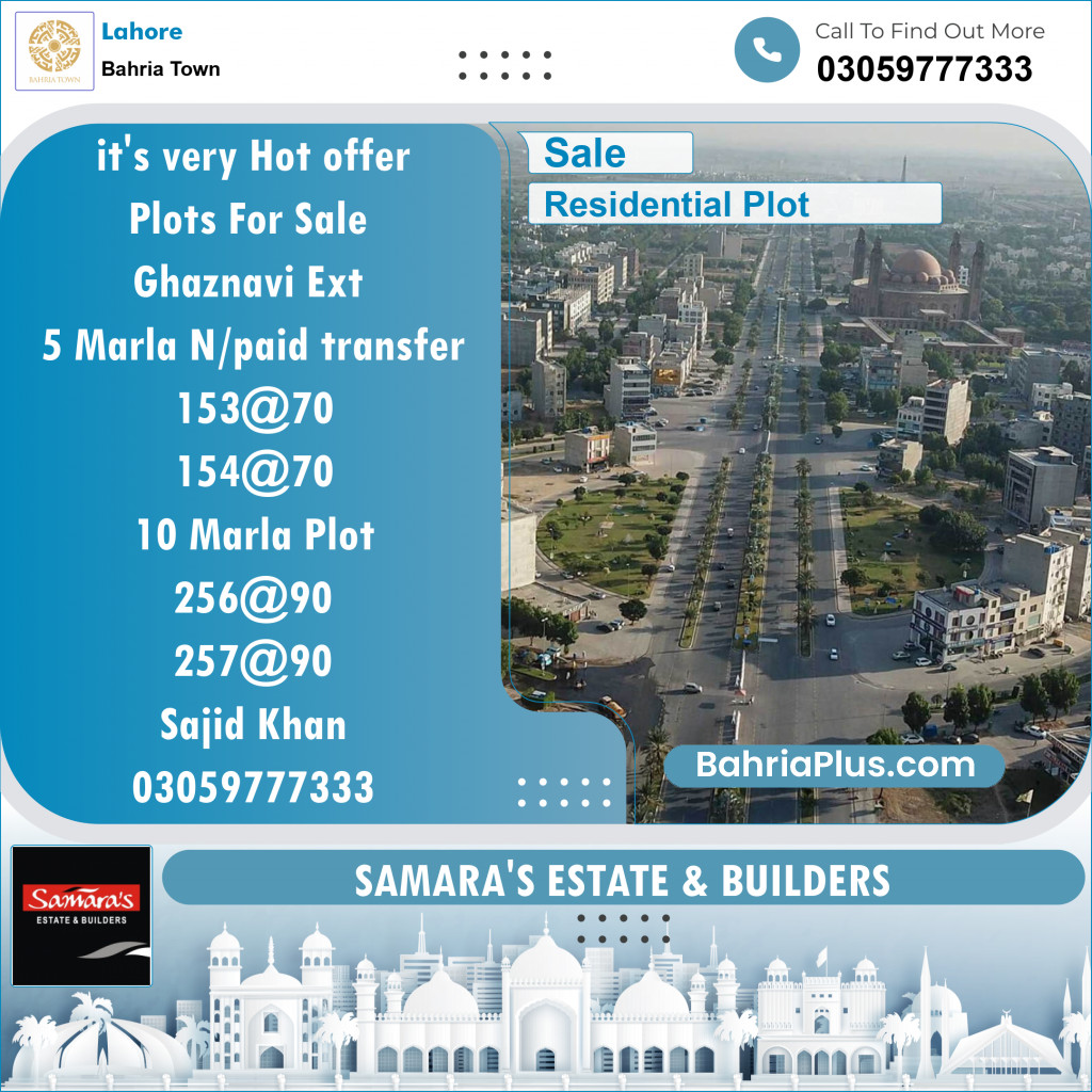 Residential Plot for Sale in Bahria Town, Lahore - (BP-139073)