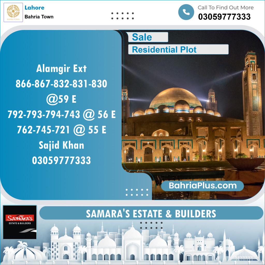Residential Plot for Sale in Bahria Town, Lahore - (BP-139089)