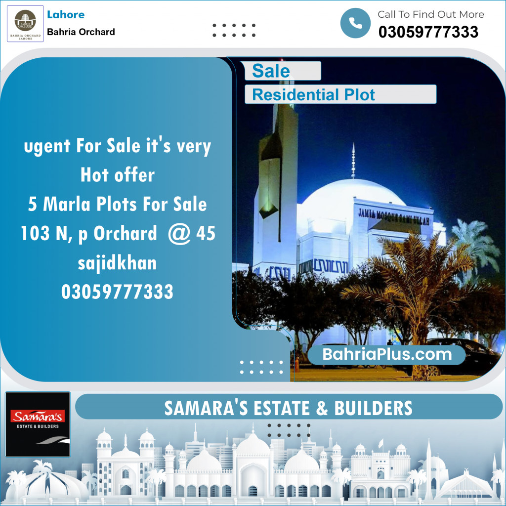 Residential Plot for Sale in Bahria Orchard, Lahore - (BP-139090)