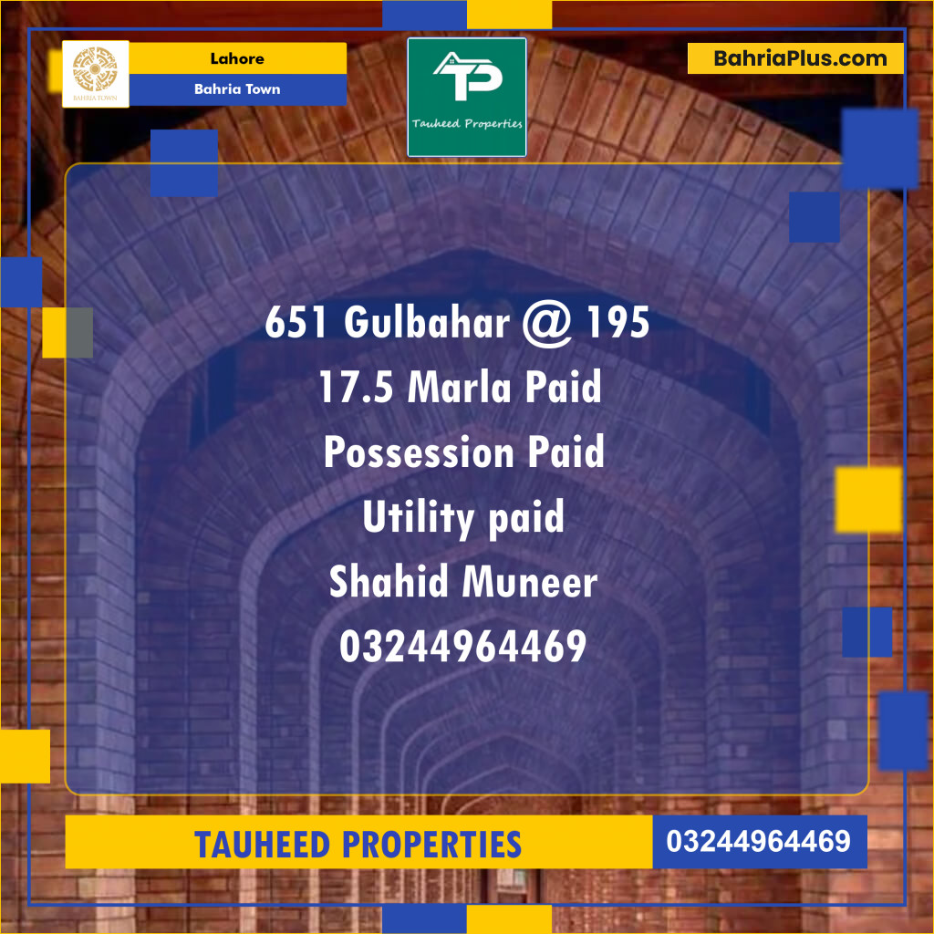 Residential Plot for Sale in Bahria Town, Lahore - (BP-139106)