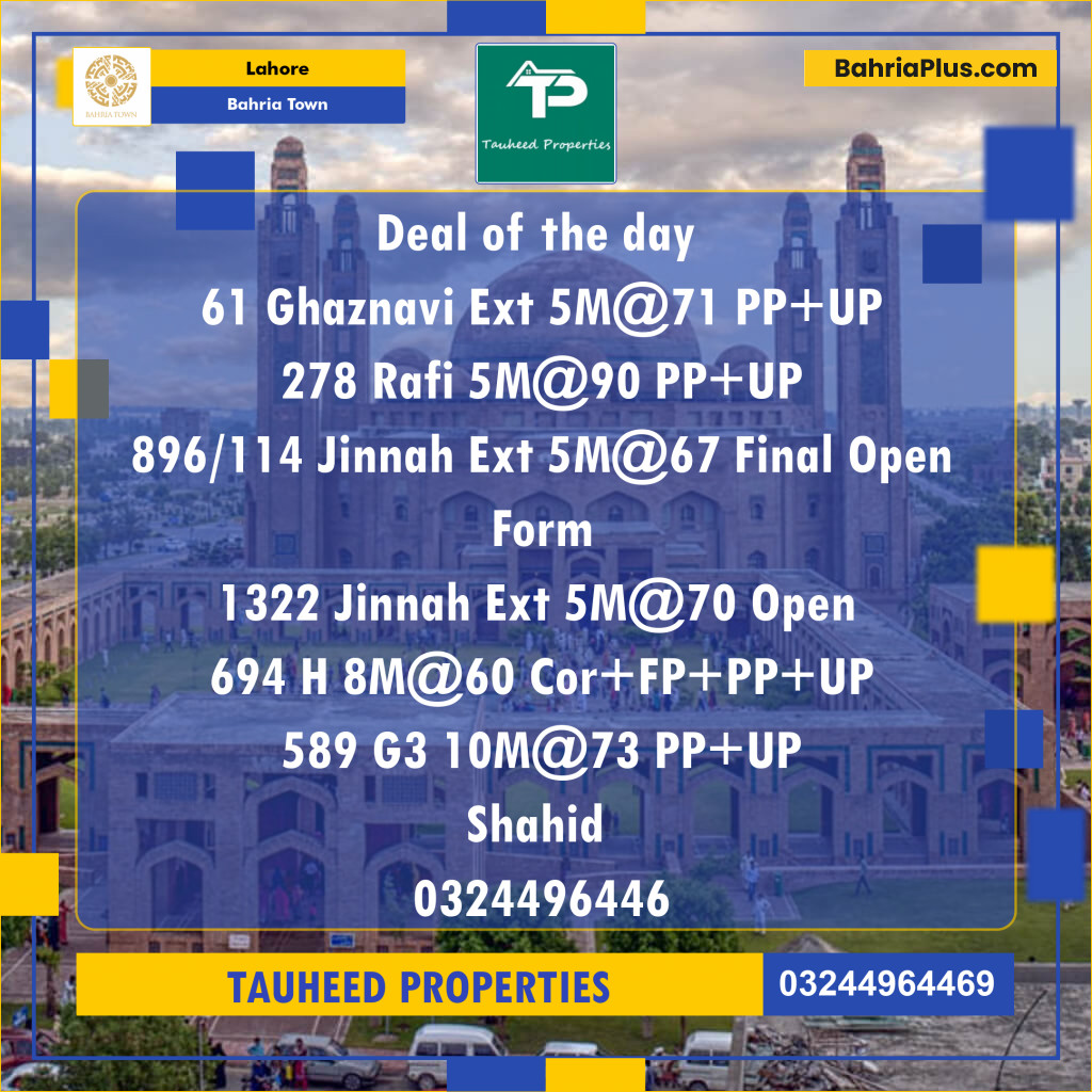 Residential Plot for Sale in Bahria Town, Lahore - (BP-139109)
