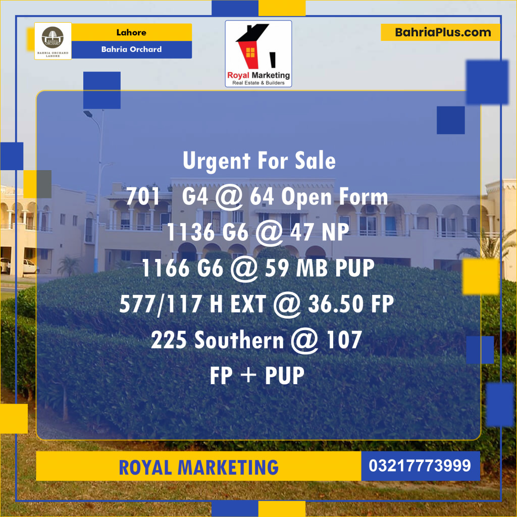 Residential Plot for Sale in Bahria Orchard, Lahore - (BP-139138)