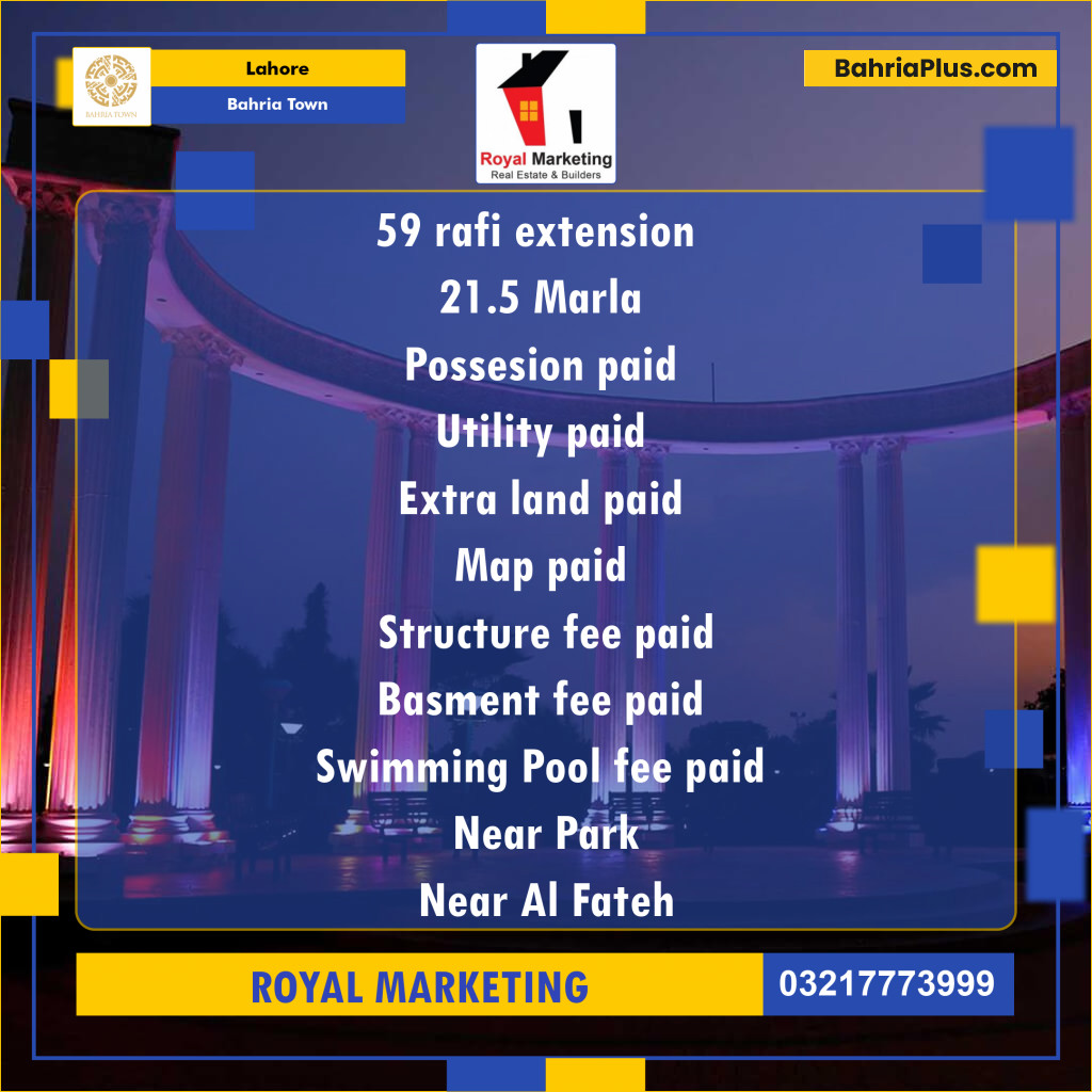 Residential Plot for Sale in Bahria Town, Lahore - (BP-139142)