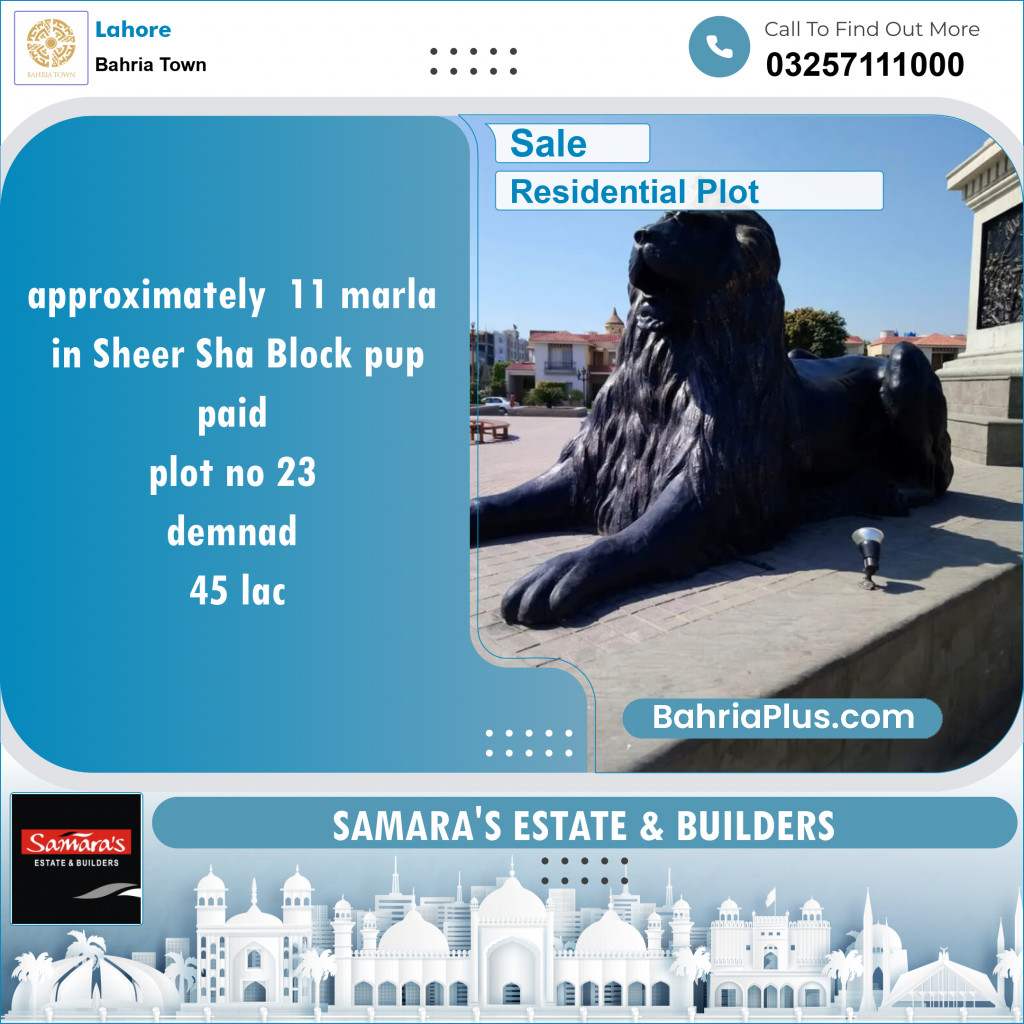 Residential Plot for Sale in Sector F - Shershah Block -  Bahria Town, Lahore - (BP-139155)