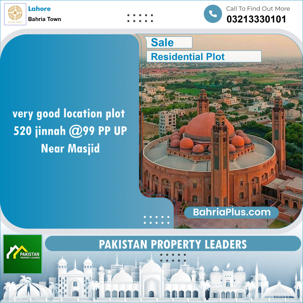 Residential Plot for Sale in Sector E - Jinnah Block -  Bahria Town, Lahore - (BP-139156)