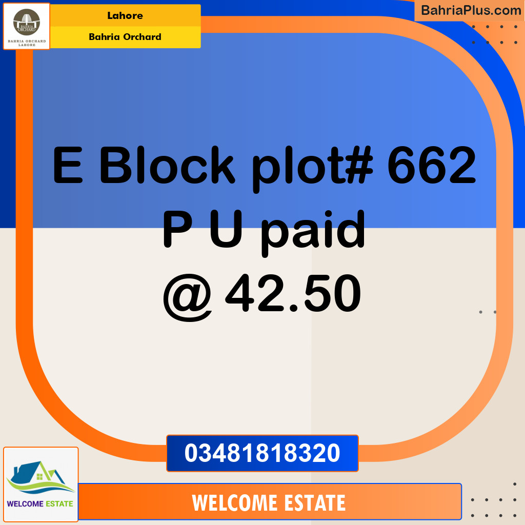 Residential Plot for Sale in Phase 2 - E Block -  Bahria Orchard, Lahore - (BP-139159)