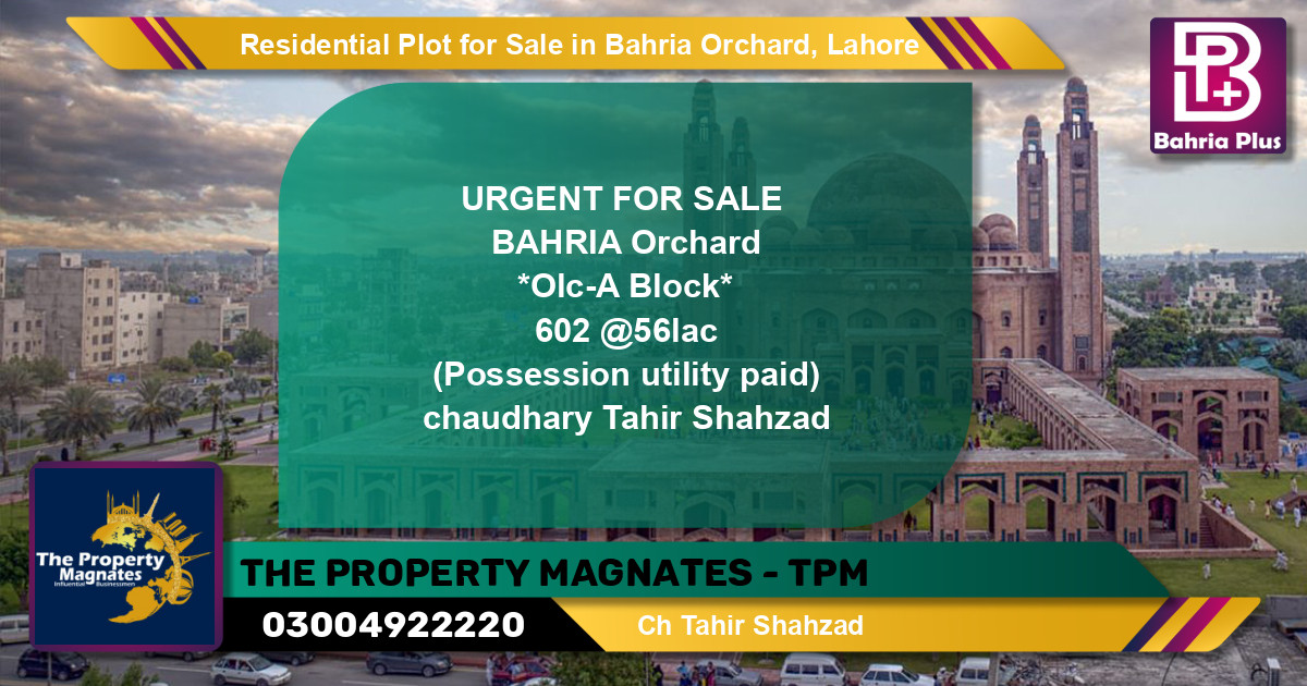 Residential Plot for Sale in Bahria Orchard, Lahore - (BP-139166)