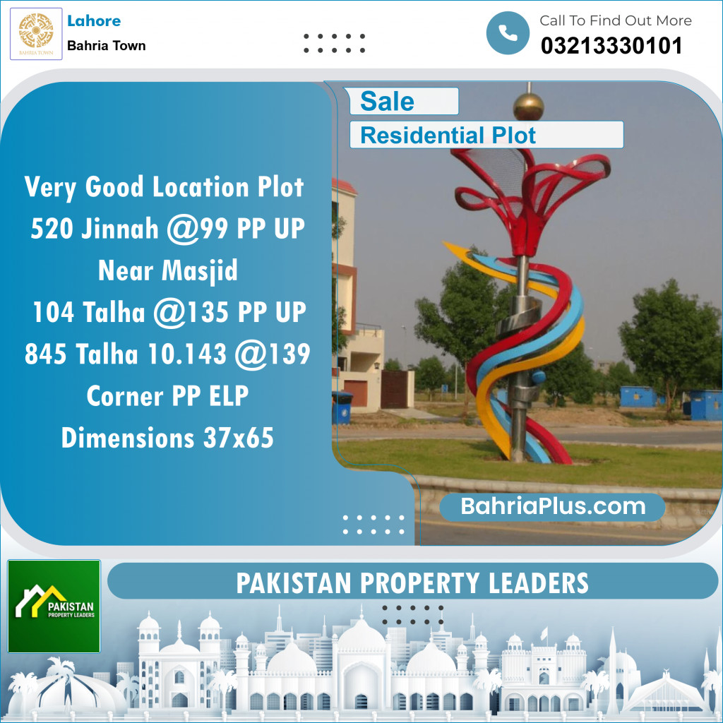 Residential Plot for Sale in Bahria Town, Lahore - (BP-139245)