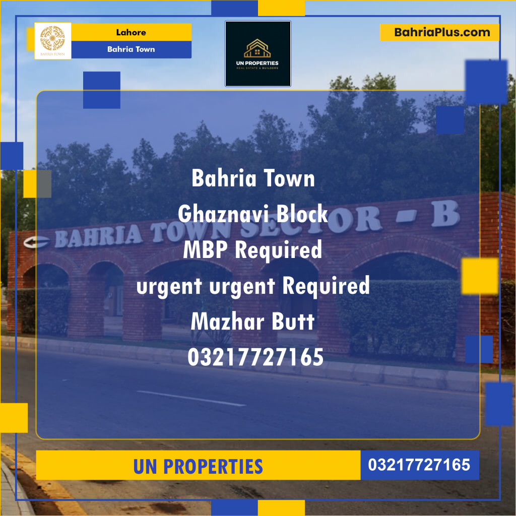 Residential Plot for Sale in Bahria Town, Lahore - (BP-139246)