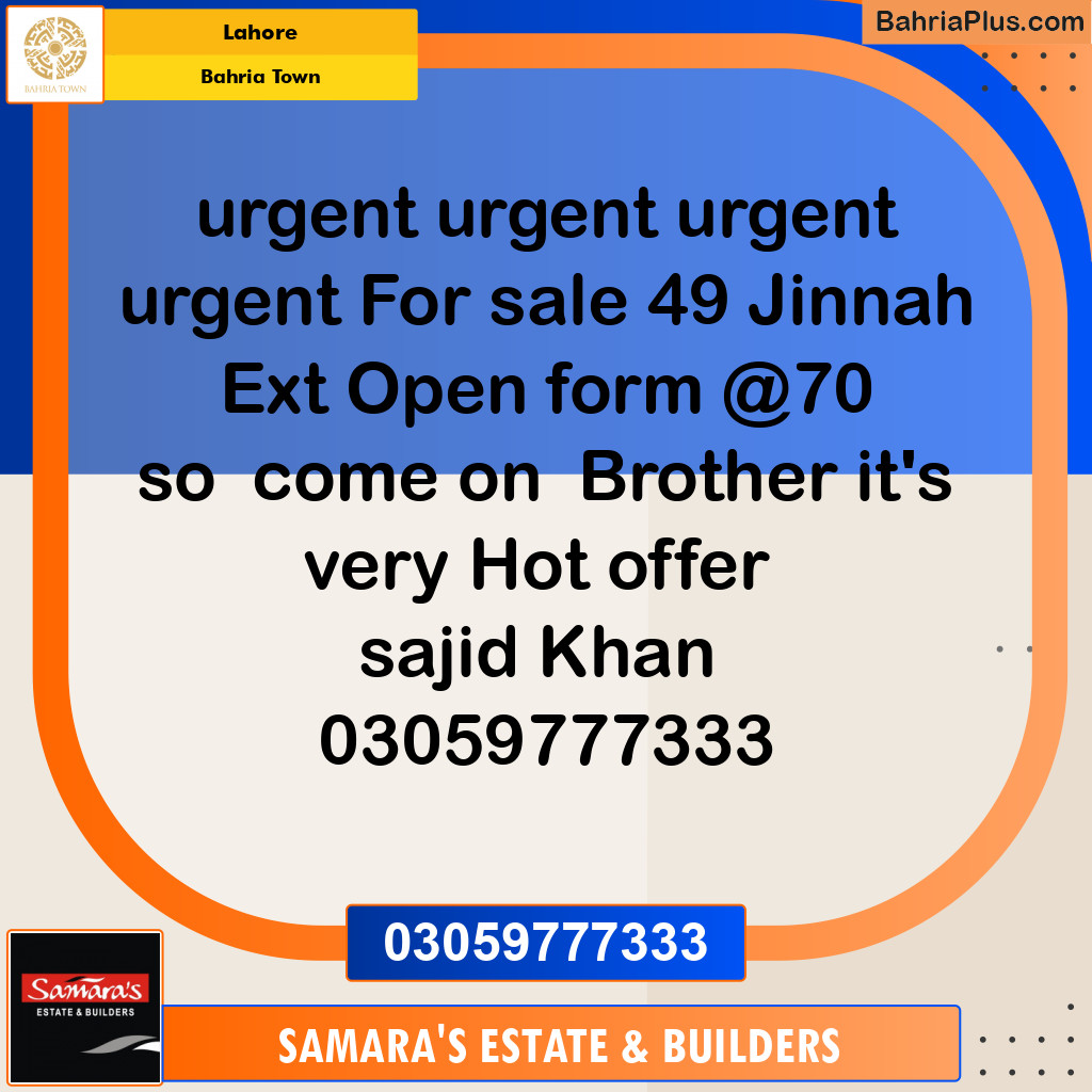 Residential Plot for Sale in Bahria Town, Lahore - (BP-139295)