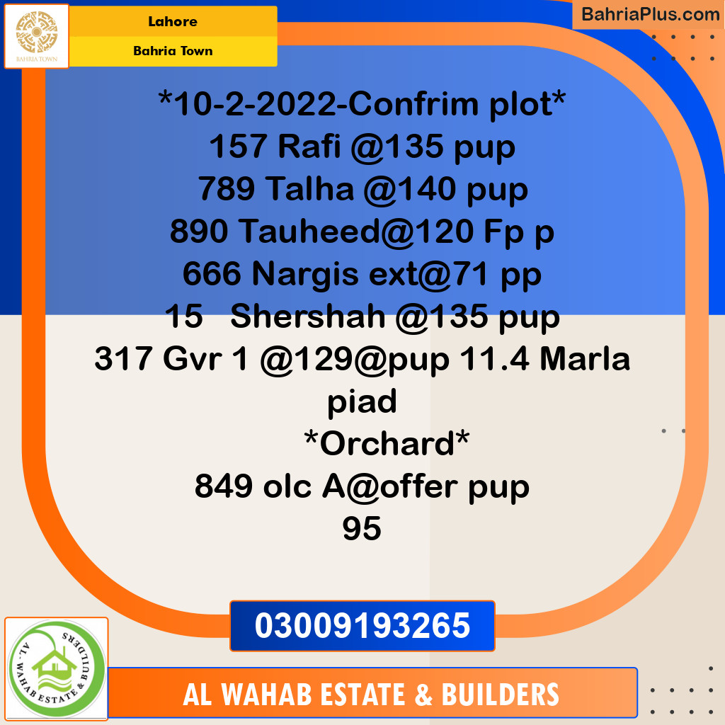 Residential Plot for Sale in Sector E - Rafi Block -  Bahria Town, Lahore - (BP-139311)