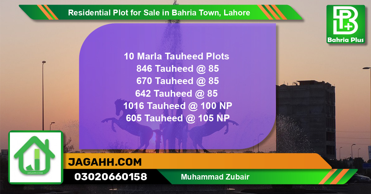 Residential Plot for Sale in Bahria Town, Lahore - (BP-139383)