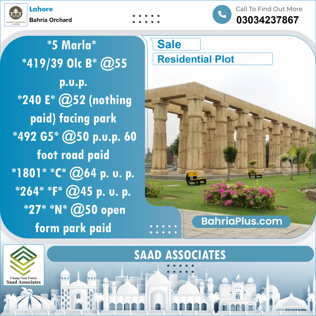 Residential Plot for Sale in Bahria Orchard, Lahore - (BP-139396)