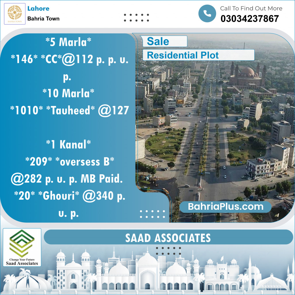 Residential Plot for Sale in Bahria Town, Lahore - (BP-139400)