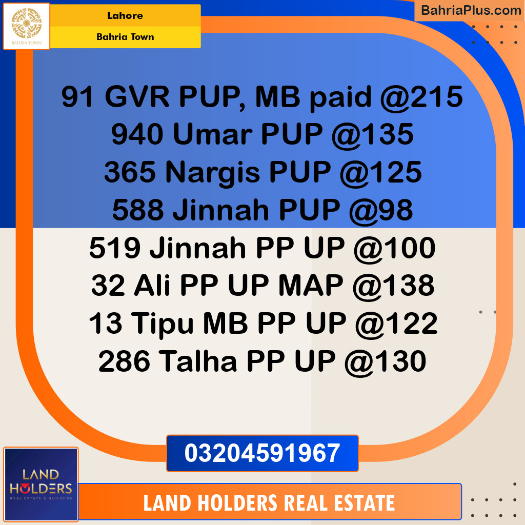 Residential Plot for Sale in Bahria Town, Lahore - (BP-139403)
