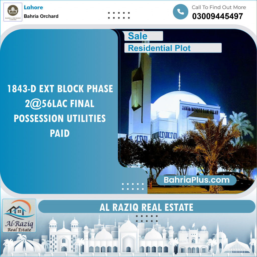 Residential Plot for Sale in Phase 2 - D Block -  Bahria Orchard, Lahore - (BP-139447)
