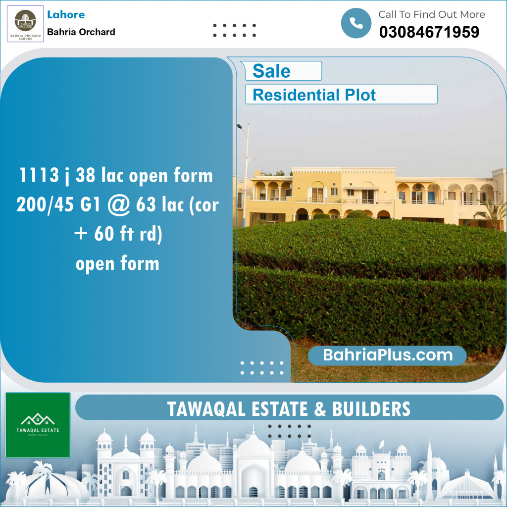 Residential Plot for Sale in Bahria Orchard, Lahore - (BP-139472)
